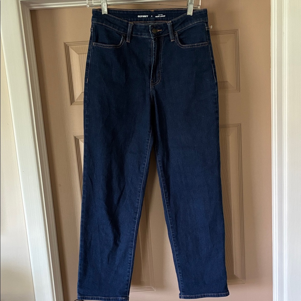 Old Navy Women’s Navy Relaxed Straight Jeans